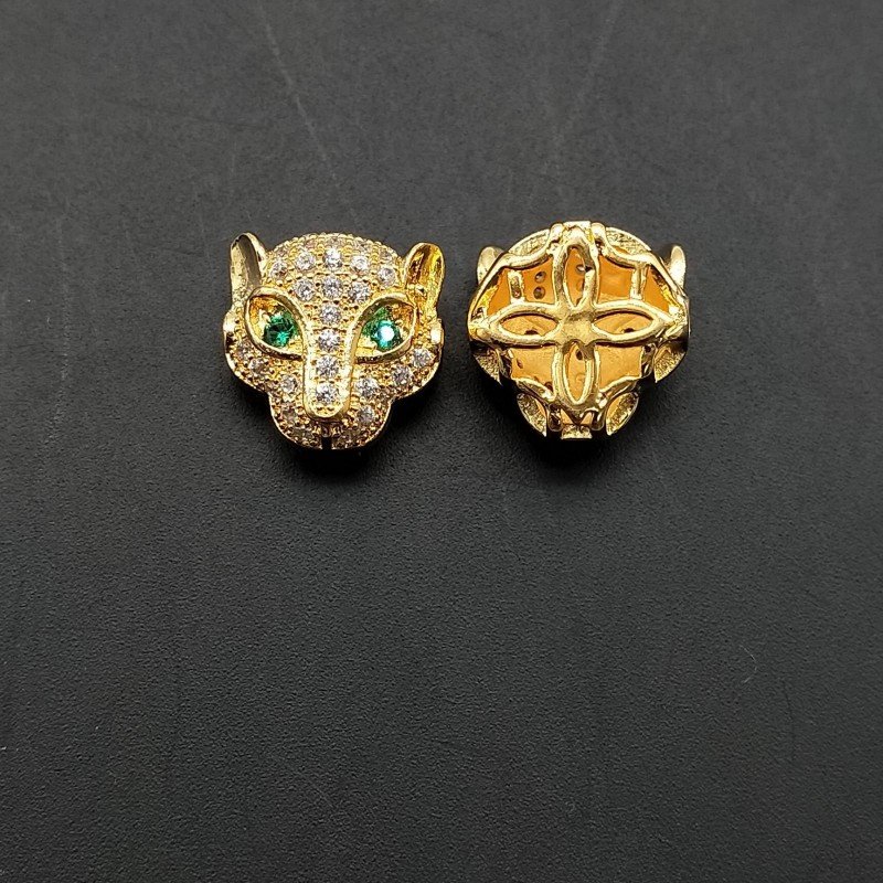 Componenti Di Ottone Con Zirconi Testa Panther 11mm Dorato 1pz