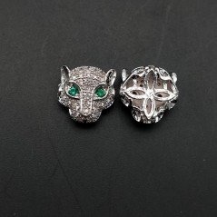 Componenti Di Ottone Con Zirconi Testa Panther 11mm Rodiato 1pz