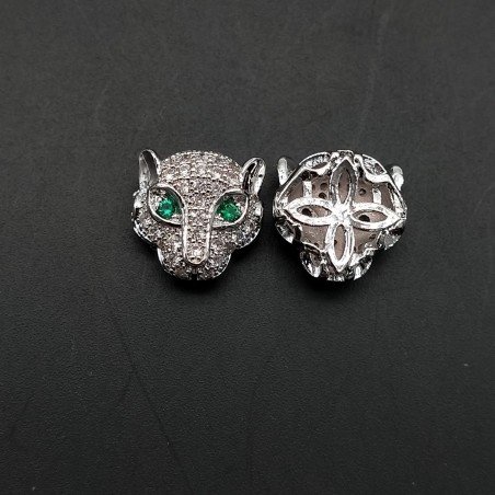 Componenti Di Ottone Con Zirconi Testa Panther 11mm Rodiato 1pz