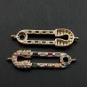 Connettore Componente Di Bronzo Con Zirconi Multicolor Pavè Spilla Con 2 Anellini 09x34mm