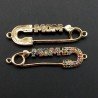 Connettore Componente Di Bronzo Con Zirconi Multicolor Pavè Spilla MOM Con 2 Anellini 09x38mm