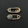 Connettore Componente Di Bronzo Con Zirconi Multicolor Pavè Spilla Piccola Con 2 Anellini 13x24mm