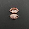Componente Connettore Di Bronzo Con Zirconi Incastonati Conchiglia Con 2 Anellini 12x21mm-Oro Rosa 1pz