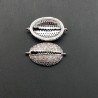 Componente Connettore Di Bronzo Con Zirconi Incastonati Conchiglia Con 2 Anellini 12x21mm-Rodiato 1pz