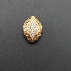 Componente Di Ottone Con Zirconi Riso Piatto 13x17mm Dorato 1pz