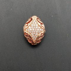 Componente Di Ottone Con Zirconi Riso Piatto 13x17mm Rosato 1pz