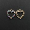 Componente Pendente Di Bronzo Con Zirconi Multicolor Pavè Cuore Forato Con Un Anellino 12x13mm Dorato