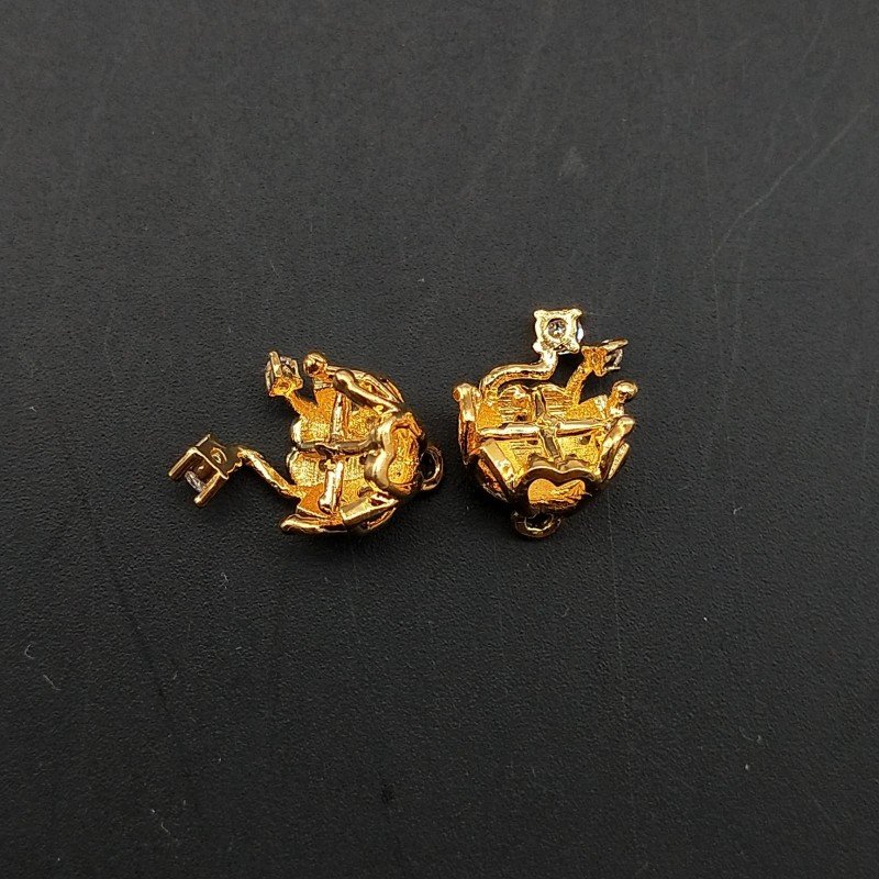 Componenti Di Ottone Con Zirconi 9x7mm Dorato 1paio