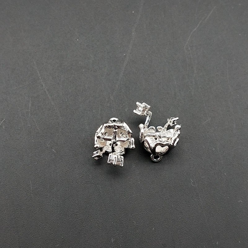 Componenti Di Ottone Con Zirconi 9x7mm Rodiato 1paio