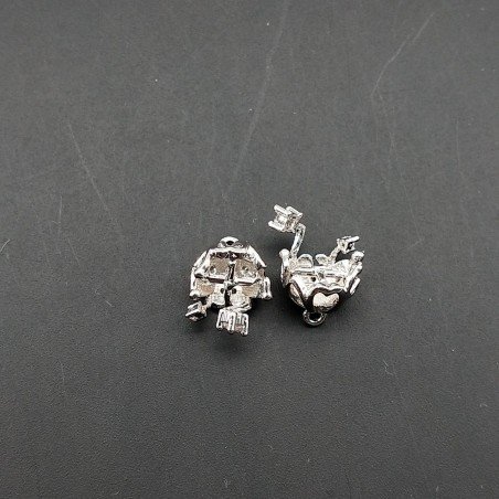 Componenti Di Ottone Con Zirconi 9x7mm Rodiato 1paio