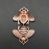 Connettori Di Bronzo Con Zirconi Incastonati Api Con 2 Anellini 30x28mm Oro Rosa 1pz