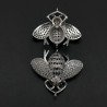 Connettori Di Bronzo Con Zirconi Incastonati Api Con 2 Anellini 30x28mm Rodiato 1pz