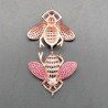 Connettori Di Bronzo Con Zirconi Incastonati Api Con 2 Anellini 30x28mm Rosato 1pz