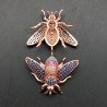 Connettori Di Bronzo Con Zirconi Incastonati Api multicolor Con 2 Anellini 27x22mm Oro Rosa