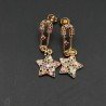 Orecchini A Perno Di Bronzo Con Zirconi Multicolor Pavè Stella 15x40mm 1 paia