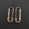 Orecchini A Perno Di Bronzo Con Zirconi Multicolor Pavè Corto Con Chiocciola 08x26mm 1paio