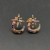 Orecchini A Perno Di Bronzo Con Zirconi Multicolor Pavè Luna E Stella 13x17mm 1paia
