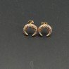 Orecchini A Perno Di Bronzo Con Zirconi Multicolor Pavè Spicchio di Luna 11mm Dorato 1paio