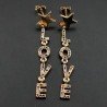 Orecchini A Perno Di Bronzo Con Zirconi Multicolor Pavè Stella LOVE Dorato 1paia
