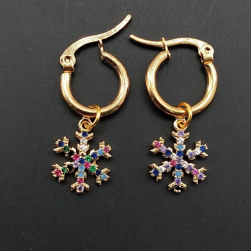 Orecchini Di Ottone Con Charms Zirconati 1paio