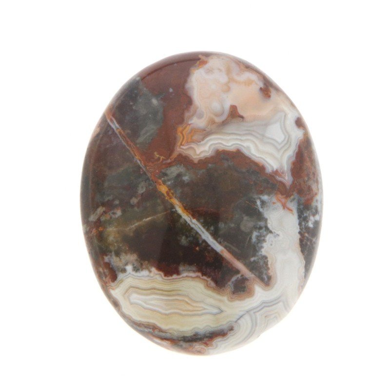 Agata Crazy Lace Naturale Forma Ovale Piatto Cabochon Liscio Fatto a Mano 30X24mm 7,56gm 1pz