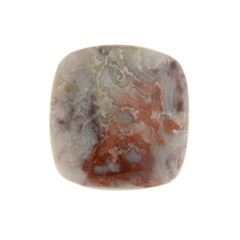 Agata Crazy Lace Naturale Forma Cuscino Piatto Cabochon Liscio Fatto a Mano 26X25mm 8,15gm 1pz
