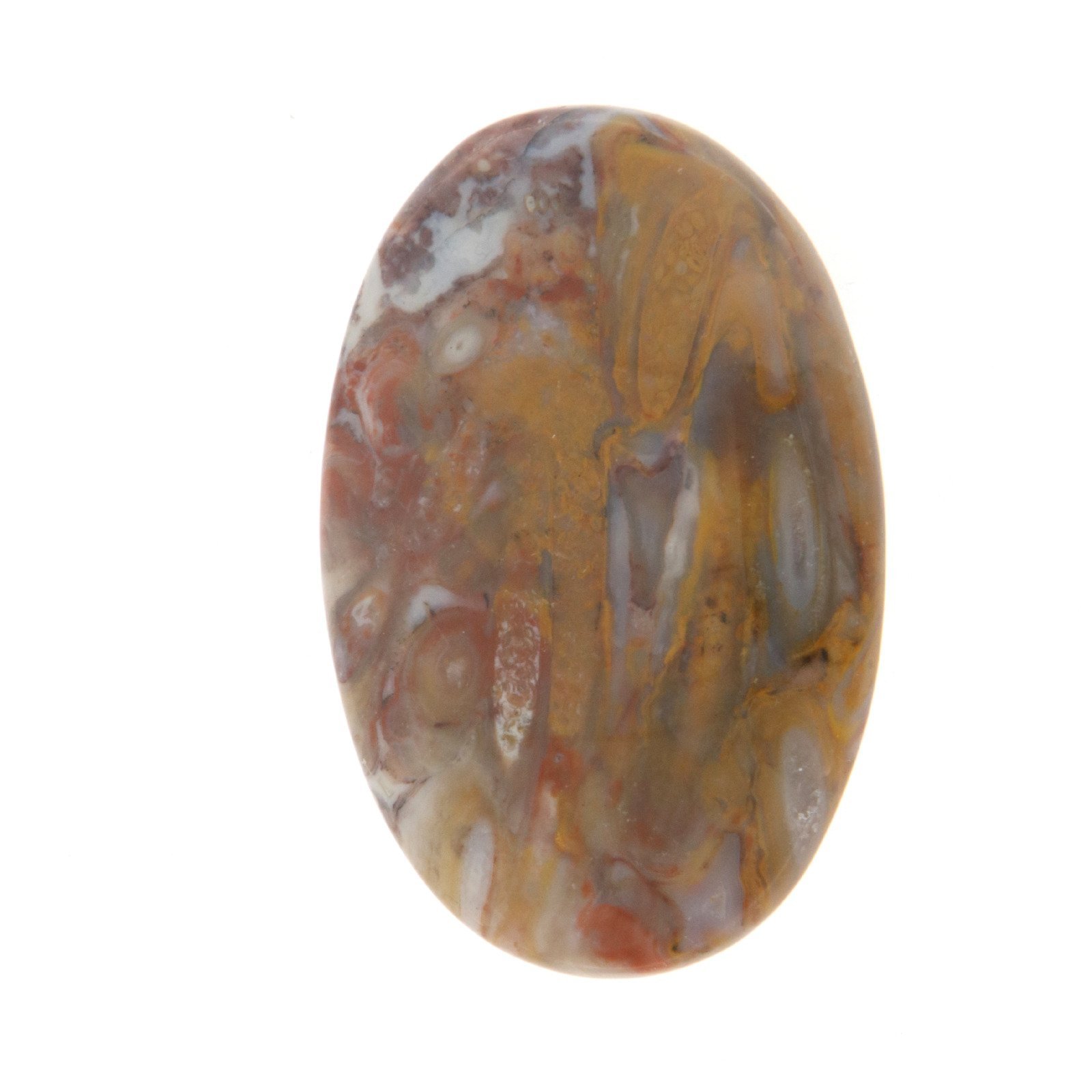 Agata Radice di Palma Naturale Forma Ovale Piatto Cabochon Liscio Fatto a Mano 33X22mm 6.50gm 1pz