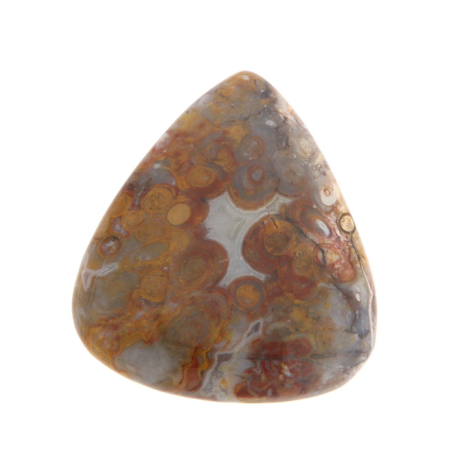 Agata Radice di Palma Naturale Forma Goccia Piatto Cabochon Liscio Fatto a Mano 32X27mm 7.07gm 1pz