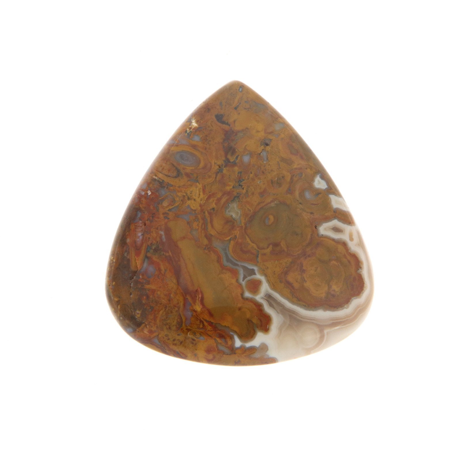 Agata Radice di Palma Naturale Forma Goccia Piatto Cabochon Liscio Fatto a Mano 32X29mm 7.98gm 1pz