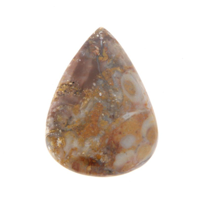 Agata Radice di Palma Naturale Forma Goccia Piatto Cabochon Liscio Fatto a Mano 34X24mm 6.02gm 1pz