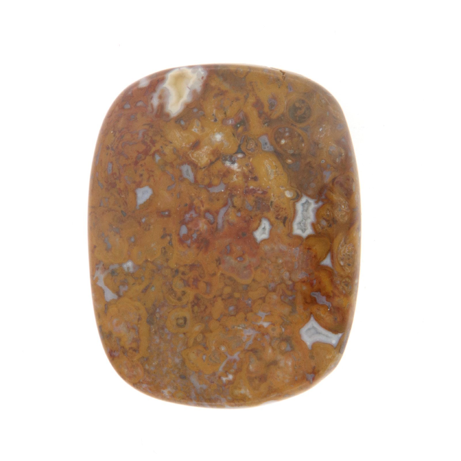 Agata Radice di Palma Naturale Forma Cuscino Piatto Cabochon Liscio Fatto a Mano 31X26mm 8.14gm 1pz