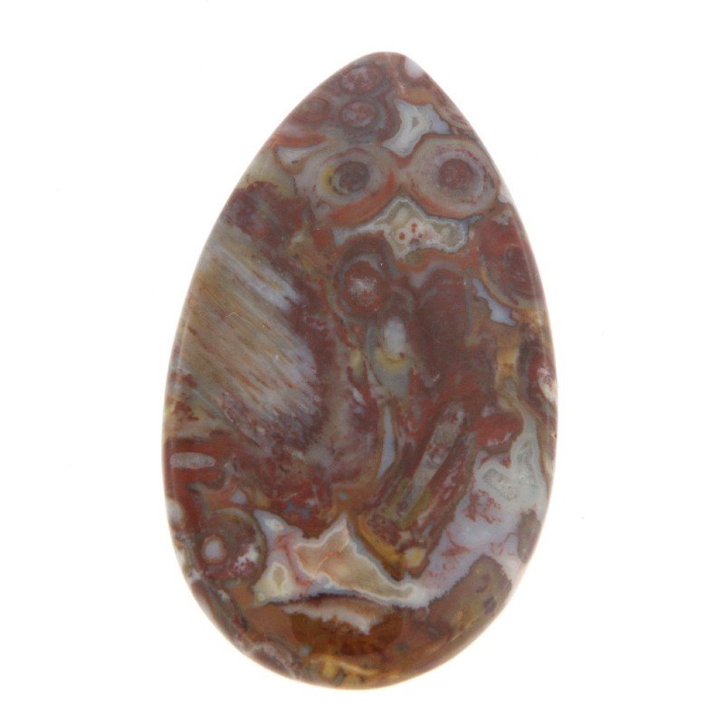 Agata Radice di Palma Naturale Forma Goccia Piatto Cabochon Liscio Fatto a Mano 38X23mm 7.49gm 1pz