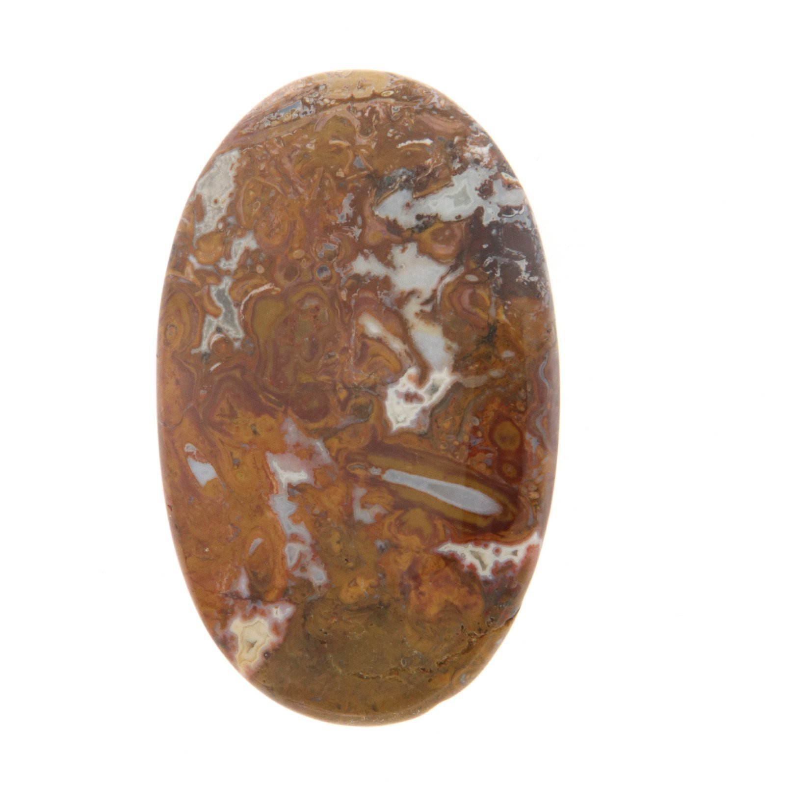 Agata Radice di Palma Naturale Forma Ovale Piatto Cabochon Liscio Fatto a Mano 42X27mm 11.10gm 1pz