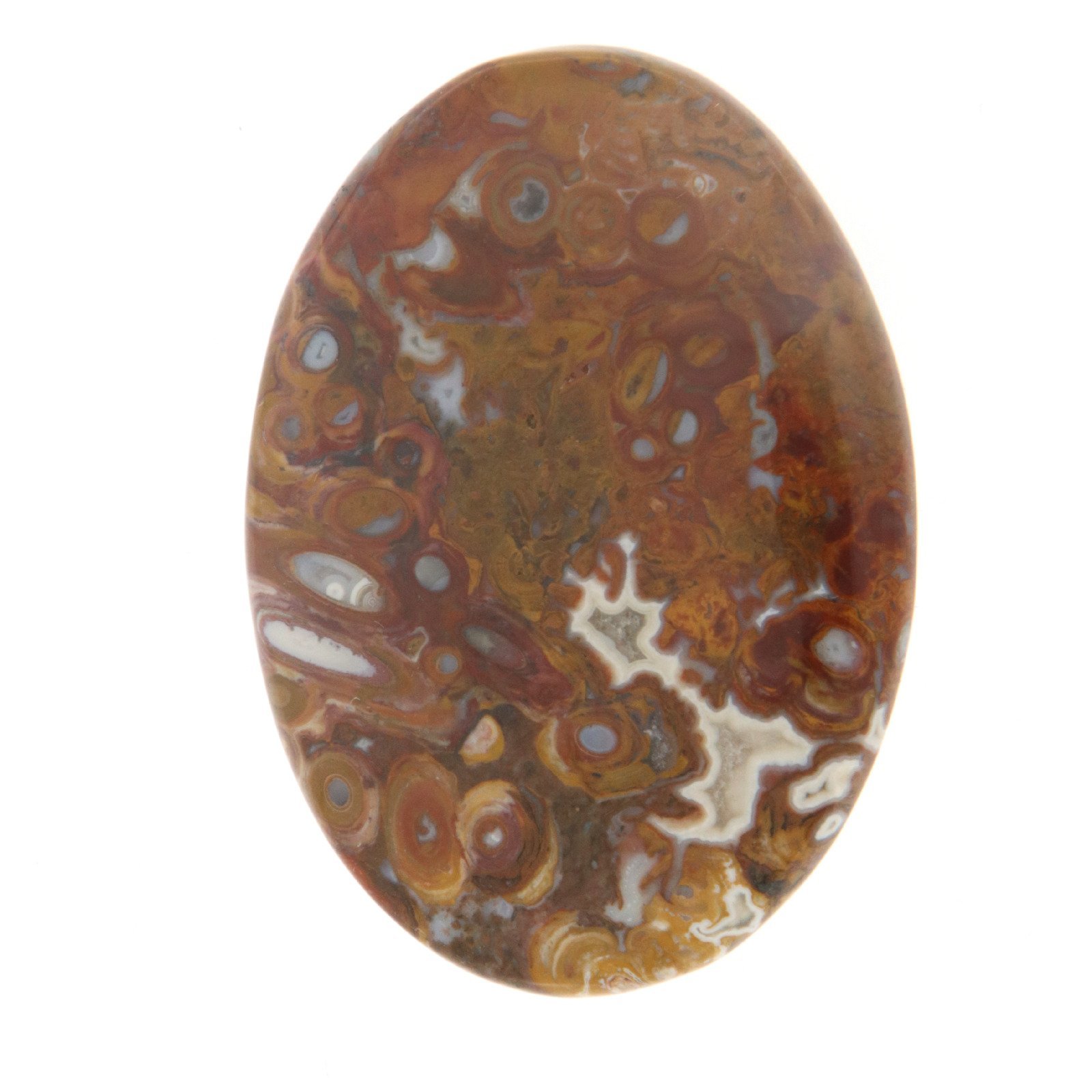 Agata Radice di Palma Naturale Forma Ovale Piatto Cabochon Liscio Fatto a Mano 36X27mm 8.32gm 1pz