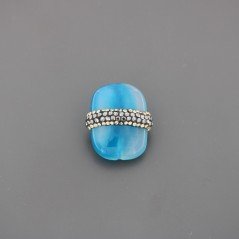 Marcasite Strass agata blu striata rettangolare 20x25mm 1pz