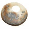 Componente Di Madreperla Tondo 40 mm Tartaruga Marina E Pesci argentati 1pz