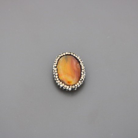 Marcasite Strass Con agata brasiliana striata ovale piatto liscio 18x23mm 1pz