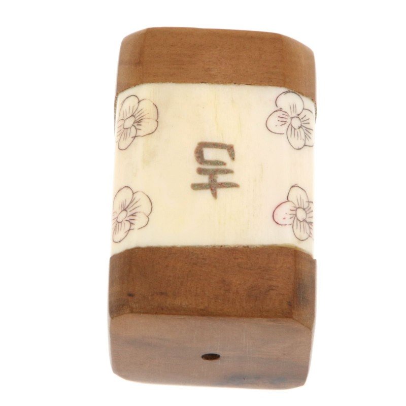 Componente in legno rettangolare inciso lavorato 26x43 mm 1pz