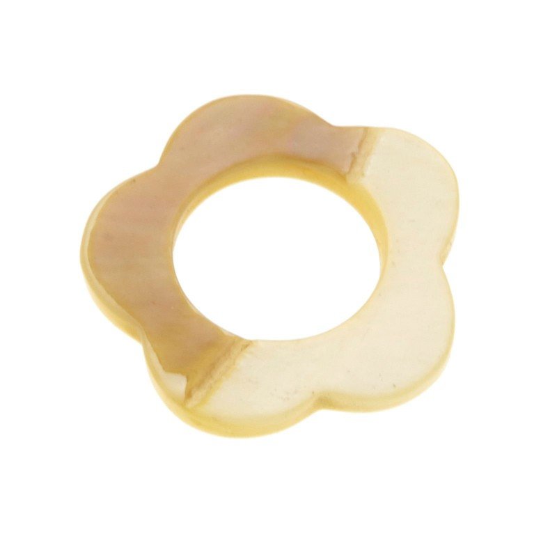 Componente madreperla cerchietti fiore beige 30 mm 1pz