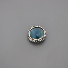 Marcasite Strass Con agata brasiliana verde striata moneta 21  mm 1pz