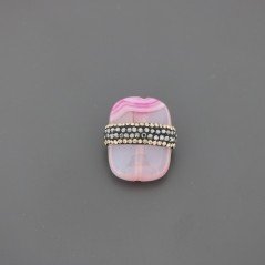 Marcasite Strass Con Agata fucsia rettangolare 20x24mm 1pz