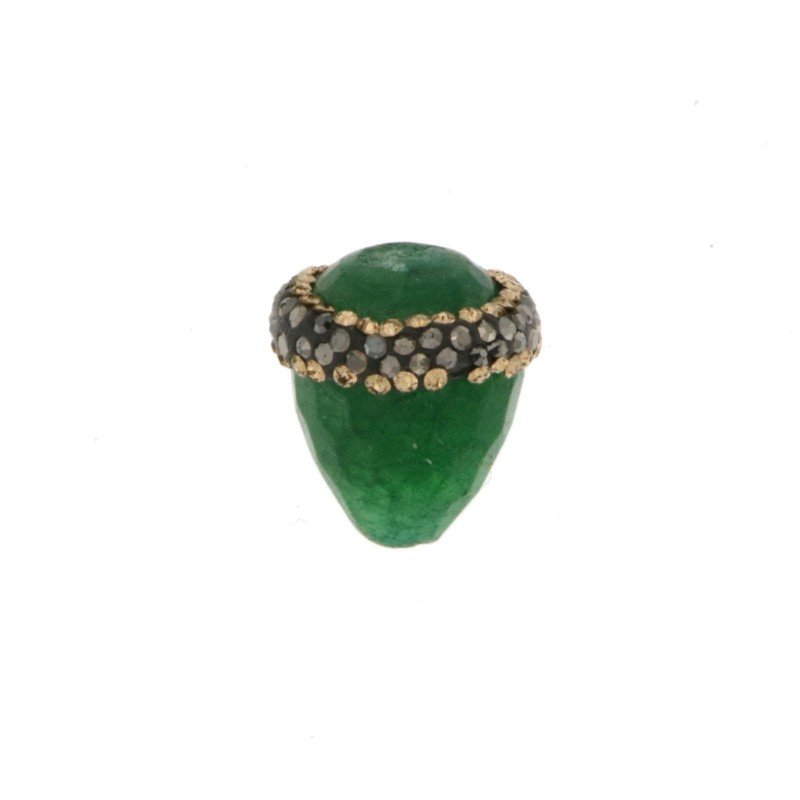 Marcasite Strass Con giada verde goccia 14x16mm 1pz Marcasite Strass Con giada verde goccia 14x16mm 1pz