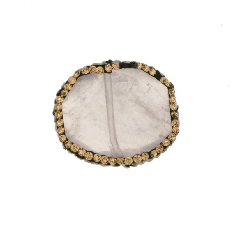Marcasite Strass Con quarzo rosa sfac ovale piatta 18x24mm 1pz