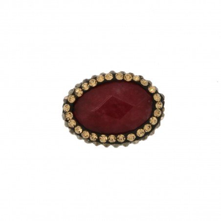 Marcasite Strass Con giada rubino sfac striata ovale piatto 16x21 mm 1pz