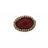 Marcasite Strass Con giada rubino sfac striata ovale piatto 16x21 mm 1pz