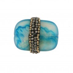 Marcasite Strass agata blu striata rettangolare 20x25mm 1pz