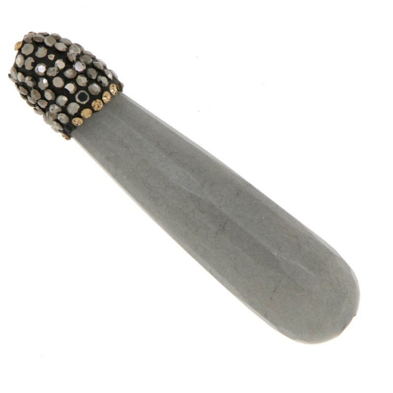 Marcasite Strass Con giada grigia sfac goccia allungata 12x53-58 mm 1pz