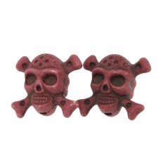 Aulite rosso forma teschio con ossa 22mm 1pz