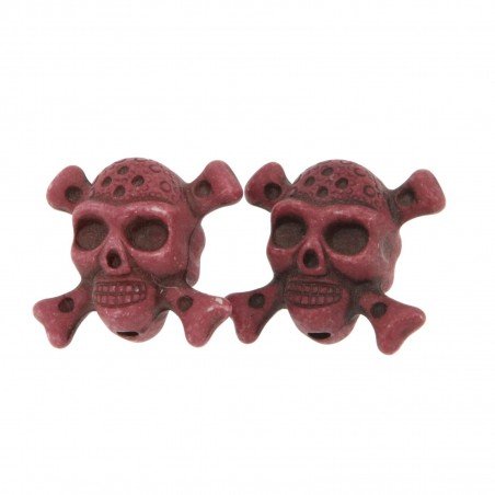 Aulite rosso forma teschio con ossa 22mm 1pz