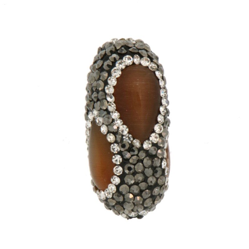 Marcasite Cilindro con occhio di gatto marrone 15x28mm 1pz